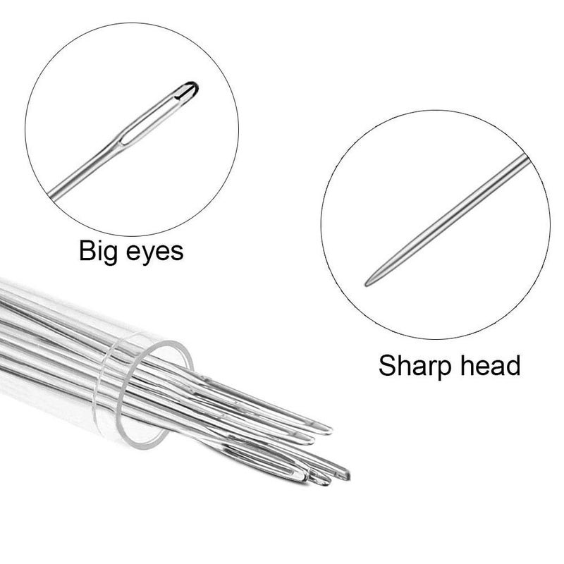 Wonvoc 9 Pcs Long Sewing Needles - 3 Sizes Stitching Needles-3.5/4.9/5.9'', Big Eye Hand Sewing Needles for Stitching and Crafting Projects for Sewing Curtain, Cushion, Carpet, Sofa - Image 3